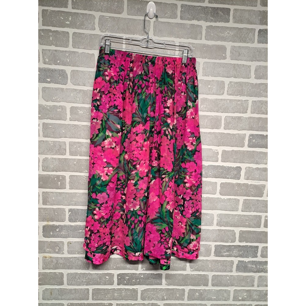 Flora Kung‎ Women's Vintage Y2K Multicolor Floral 100% Silk Skirt Size 14